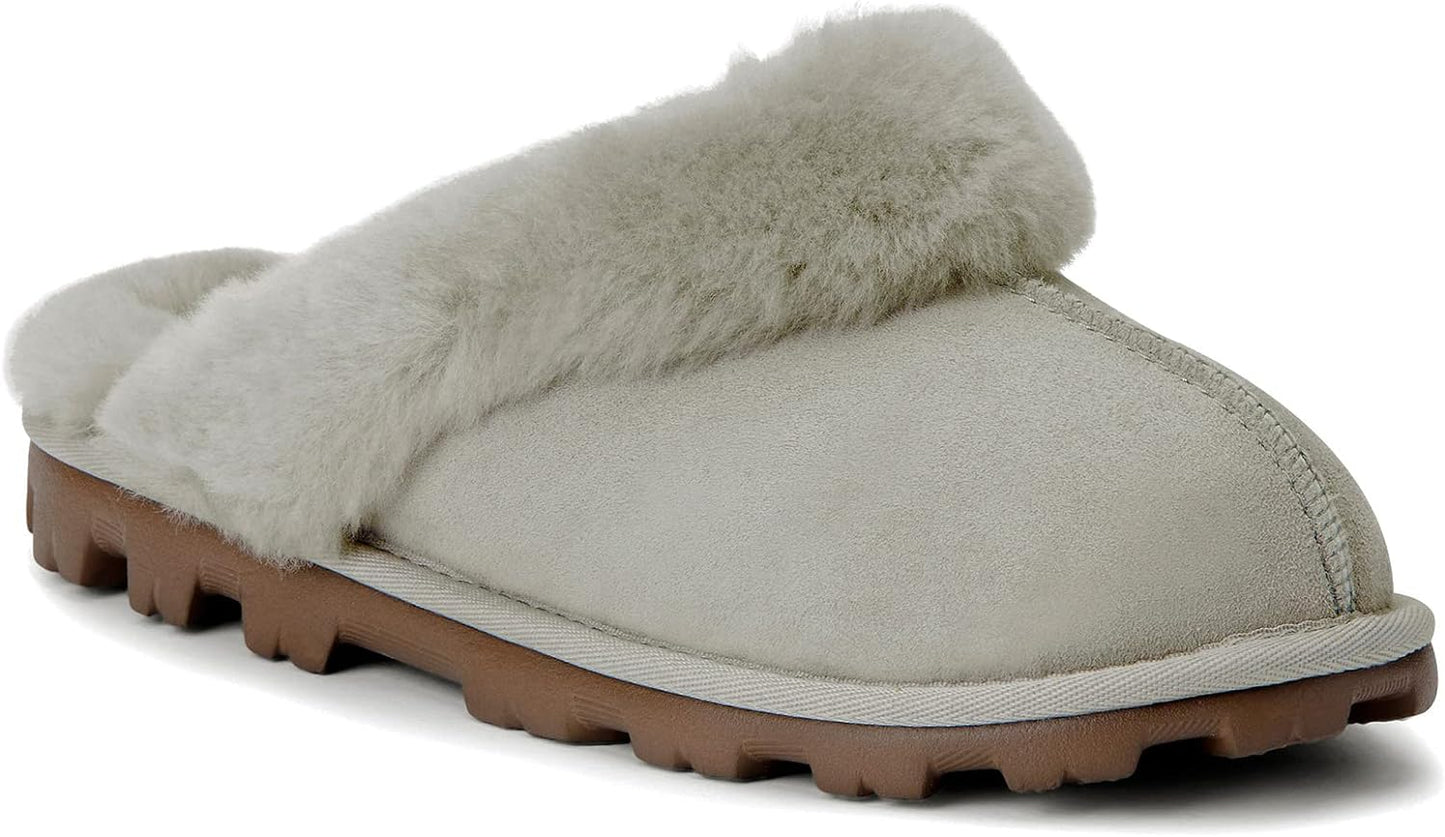 Waysoft Women'S Genuine Australian Sheepskin Slippers, 100% Shearling, 8Mm Memory-Foam, Hard Bottom Slipper