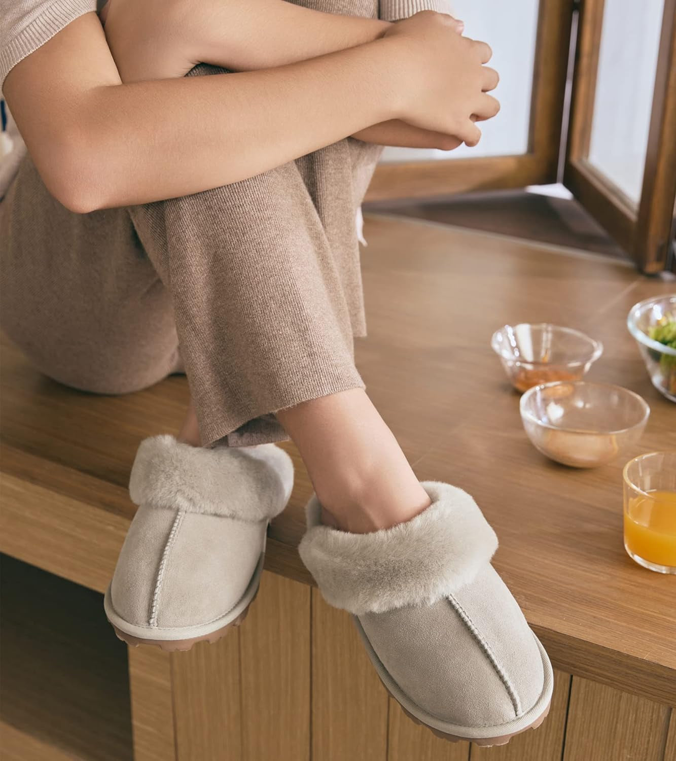 Waysoft Women'S Genuine Australian Sheepskin Slippers, 100% Shearling, 8Mm Memory-Foam, Hard Bottom Slipper