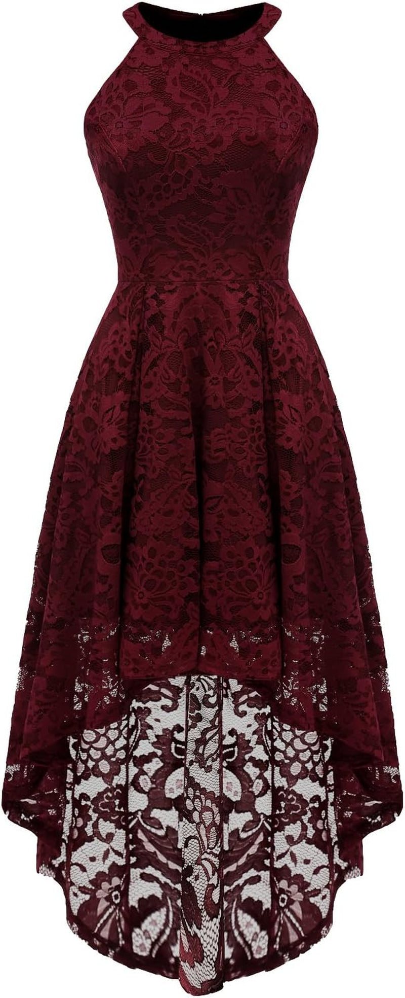 Dressystar Women Halter Lace Wedding Guest Dress Hi-Lo Cocktail Party Bridesmaid Formal Dresses