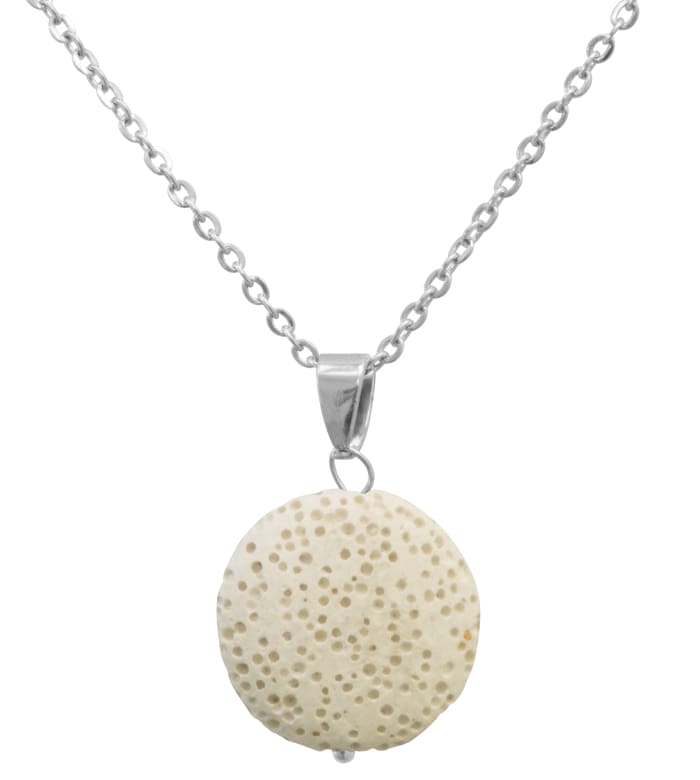 White Lava Stone Essential Oil Necklace-0