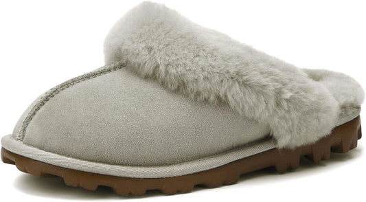 Waysoft Women'S Genuine Australian Sheepskin Slippers, 100% Shearling, 8Mm Memory-Foam, Hard Bottom Slipper