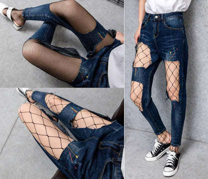 Amandir 4-5 Pairs Fishnet Stockings Womens Lace Mesh Patterned Fishnet Leggings Tights Net Pantyhose